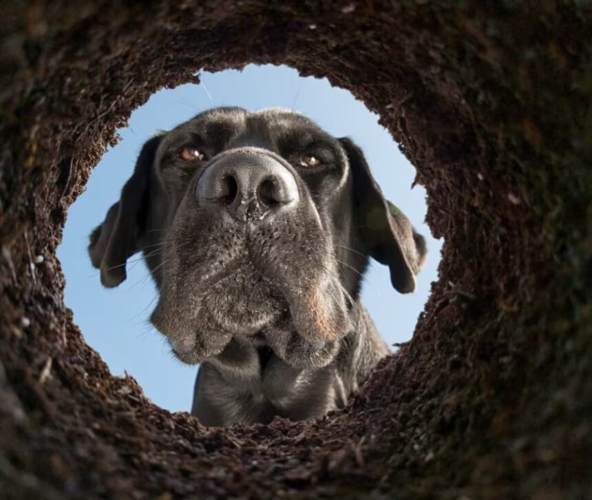 cane corso mangia terra